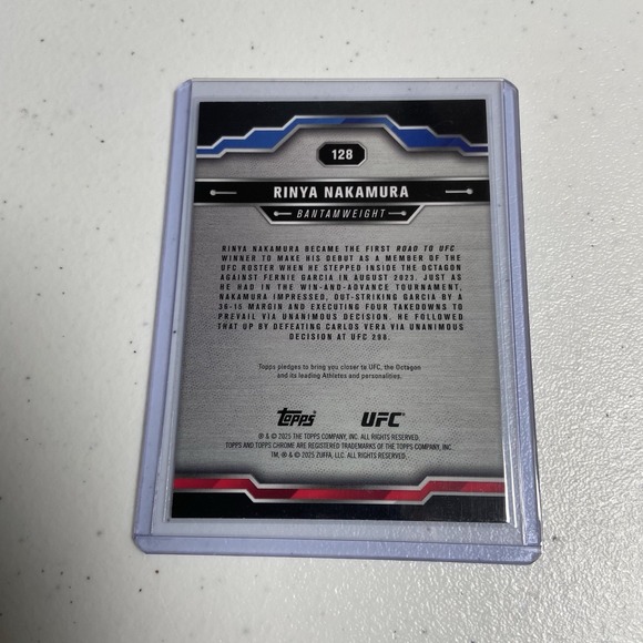 2025 Topps Chrome UFC - Rinya Nakamura - Rookie Card /175 Teal Lazer Refractor - Picture 3 of 3